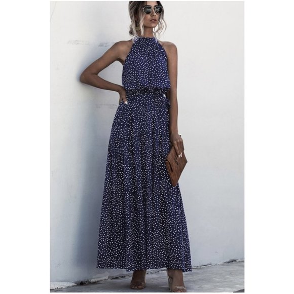 Dresses & Skirts - STEVIE Polka Dot Halter Maxi
